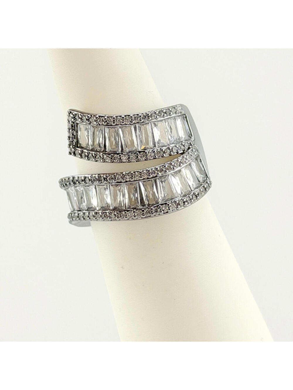 Bomb Party Ring Sz 7 "Celestial Connection" Clear CZ on Hematite Ribbon RG49669